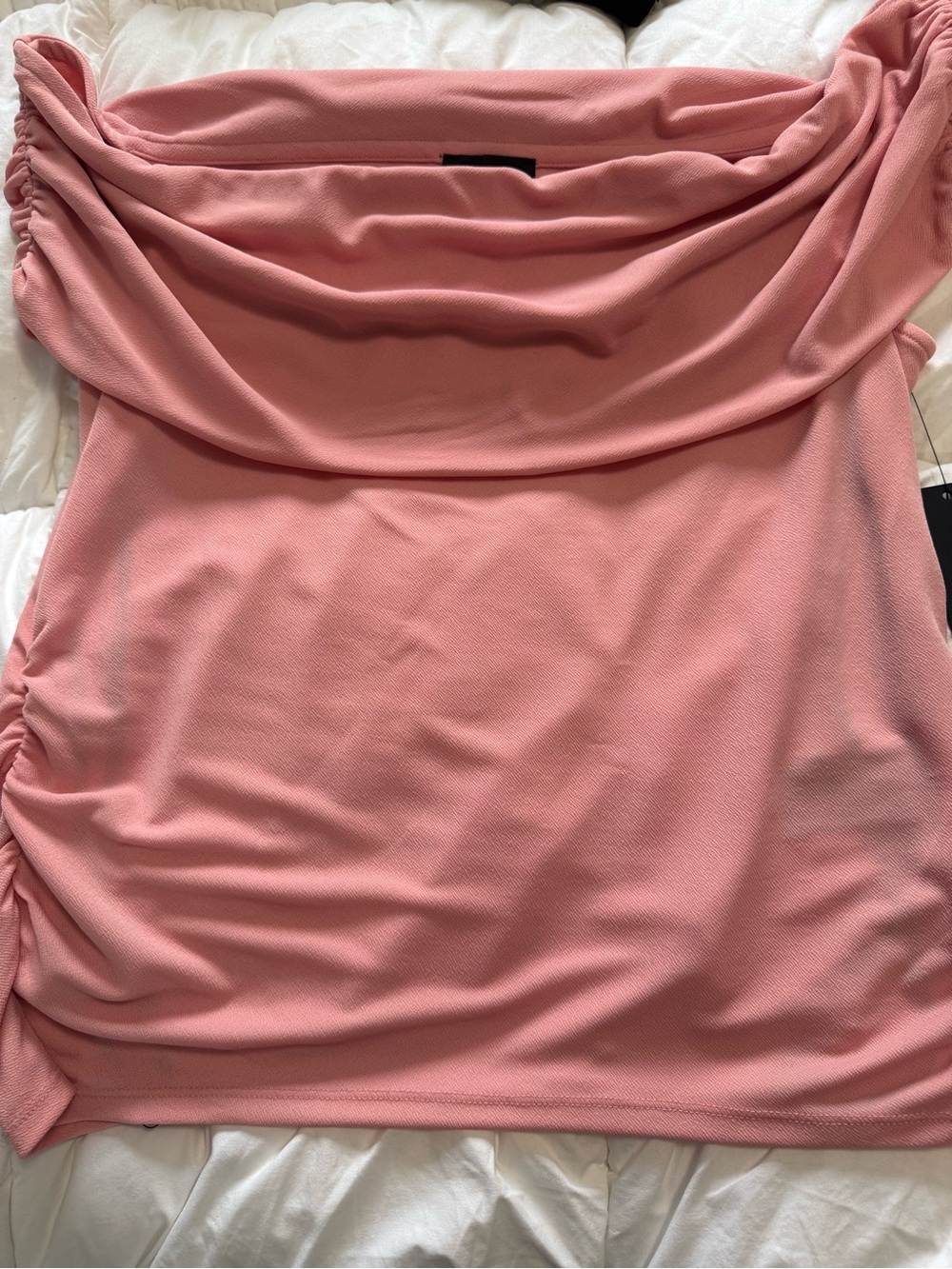 NWT Donna Karan New York Blush Off-the-Shoulder Ruched Top | XL